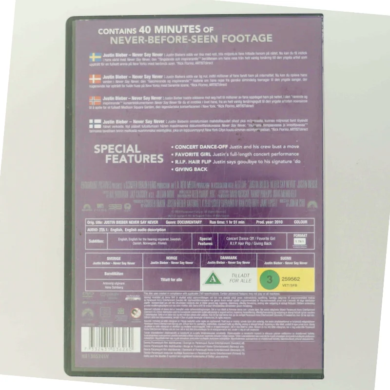 Justin Bieber Never say never med Justin Bieber (DVD)