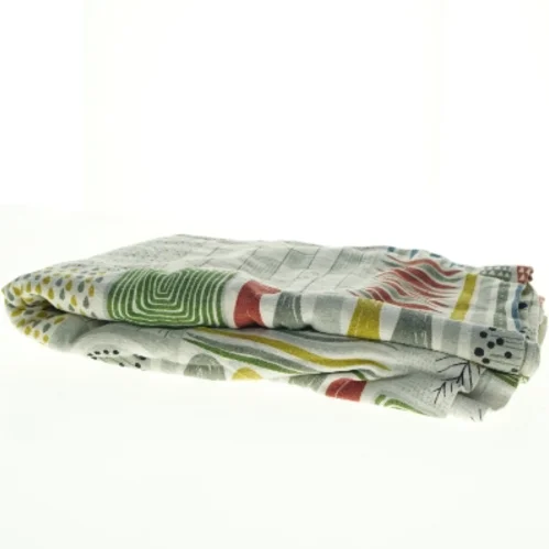 Grafisk mønstret sengetæppe/stof fra 1950’erne (str. 168 x 247 cm)