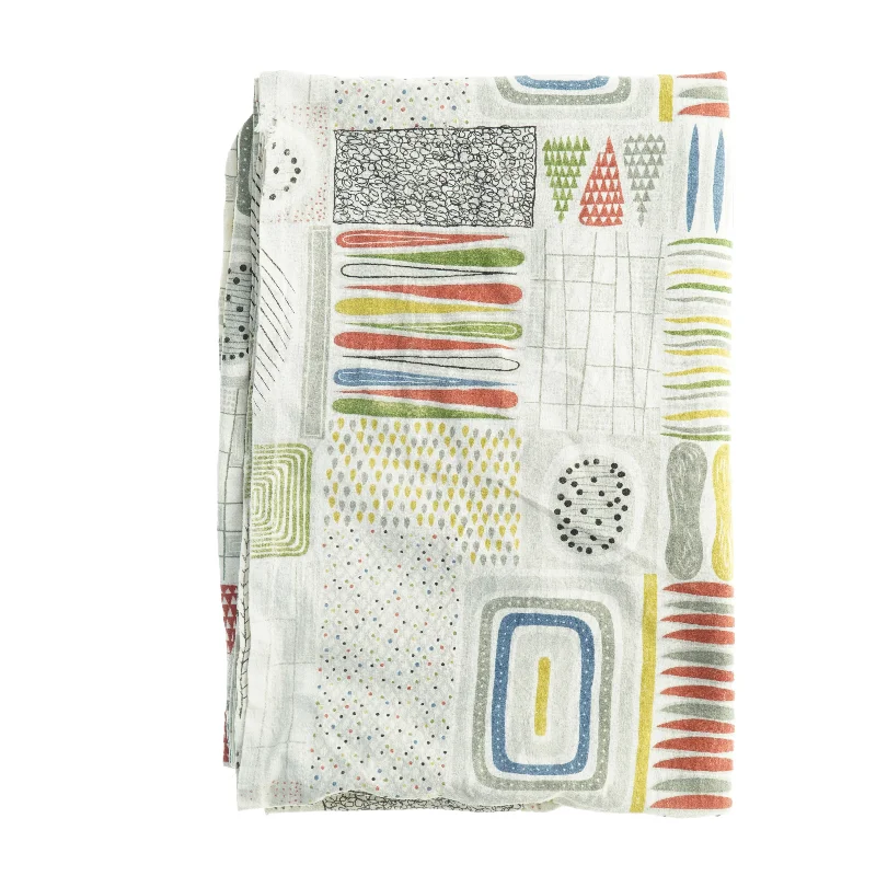 Grafisk mønstret sengetæppe/stof fra 1950’erne (str. 168 x 247 cm)