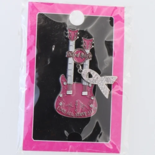 Samleobjekt med guitarformet Hard Rock Cafe pinktober pin