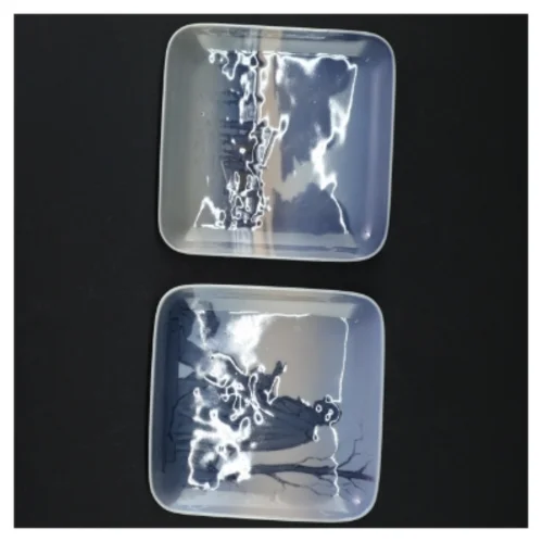 Porcelænstallerkner med vintermotiv fra B&G (str. 12,5 cm)