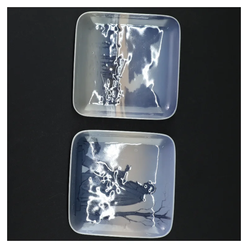 Porcelænstallerkner med vintermotiv fra B&G (str. 12,5 cm)