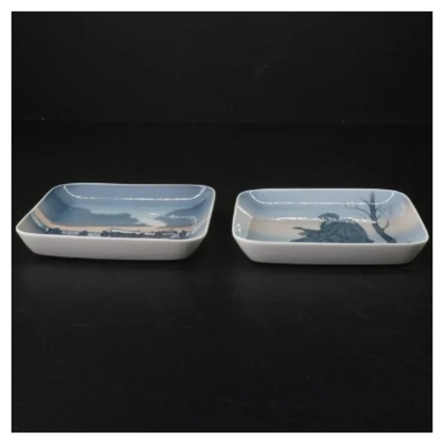 Porcelænstallerkner med vintermotiv fra B&G (str. 12,5 cm)