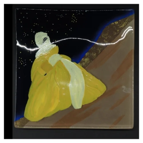 Dekorativt glasfad (str. 29 cm)