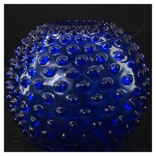 Blå glasvase med boblemønster