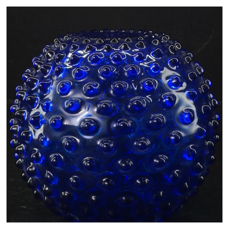 Blå glasvase med boblemønster