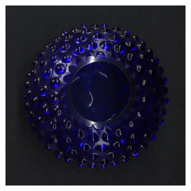 Blå glasvase med boblemønster