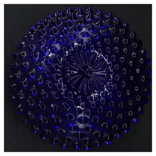 Blå glasvase med boblemønster