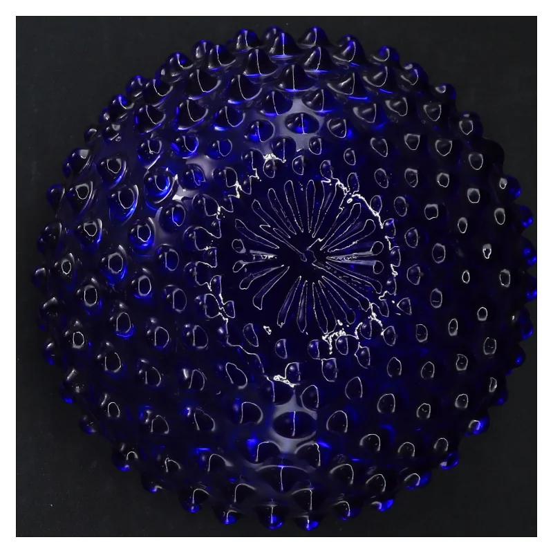 Blå glasvase med boblemønster