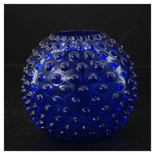 Blå glasvase med boblemønster