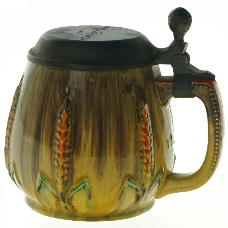 Gammeldags krus med låg fra Hans Kießling (str. H. 11,5 cm. ø. 11,5 cm)