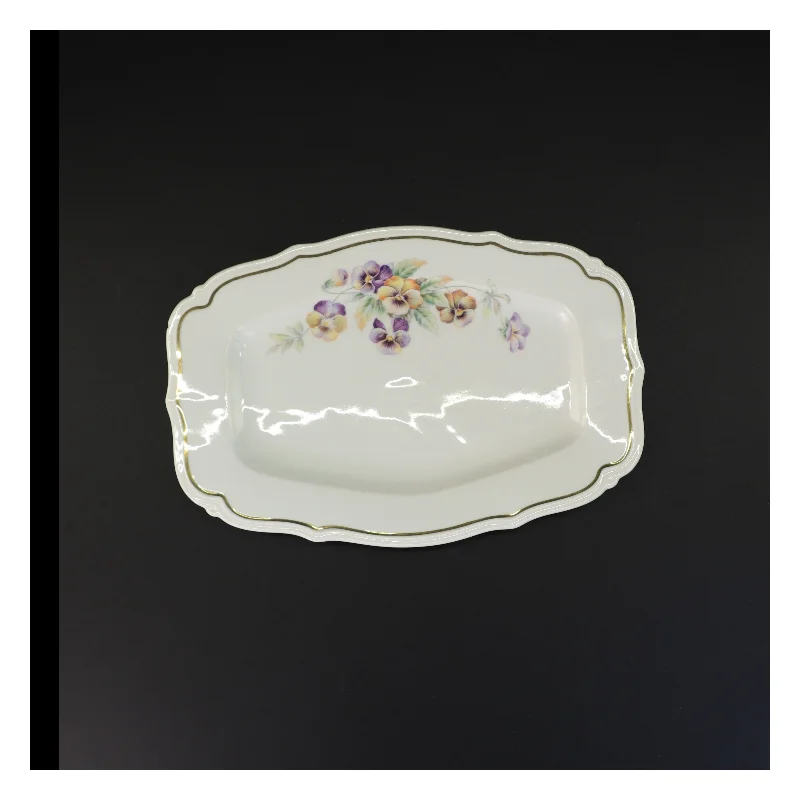 Porcelænsfad med blomstermotiv fra Bavaria (str. 28 x 19 cm)