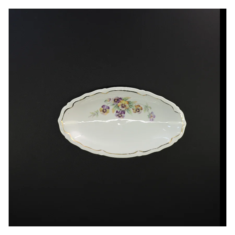 Porcelænsfad med blomsterdekoration fra Bavaria (str. 25 x 14 cm)