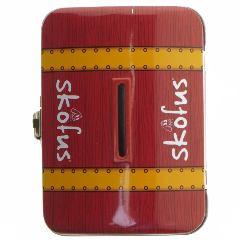 Børne sparebøsse med lås fra Skofus (str. 7x12,5x9 cm)
