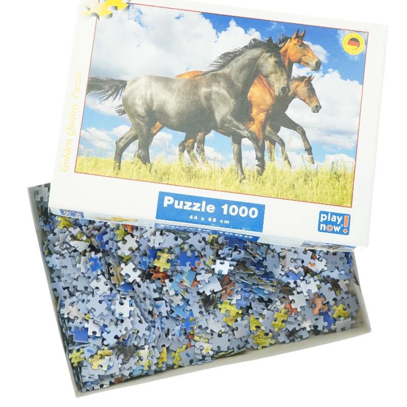 Puslespil med heste, 1000 brikker fra Play Now (str. 33 x 24 cm)