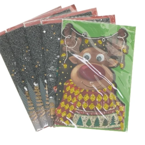 Julekort med glitter (5 styk, 18x12 cm)