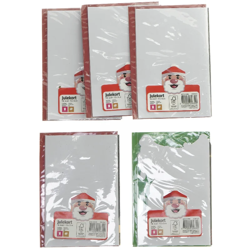 Julekort med glitter (5 styk, 18x12 cm)