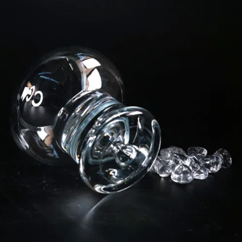 Glas vase med dekotrative glassten (str. 14 x 14 cm)