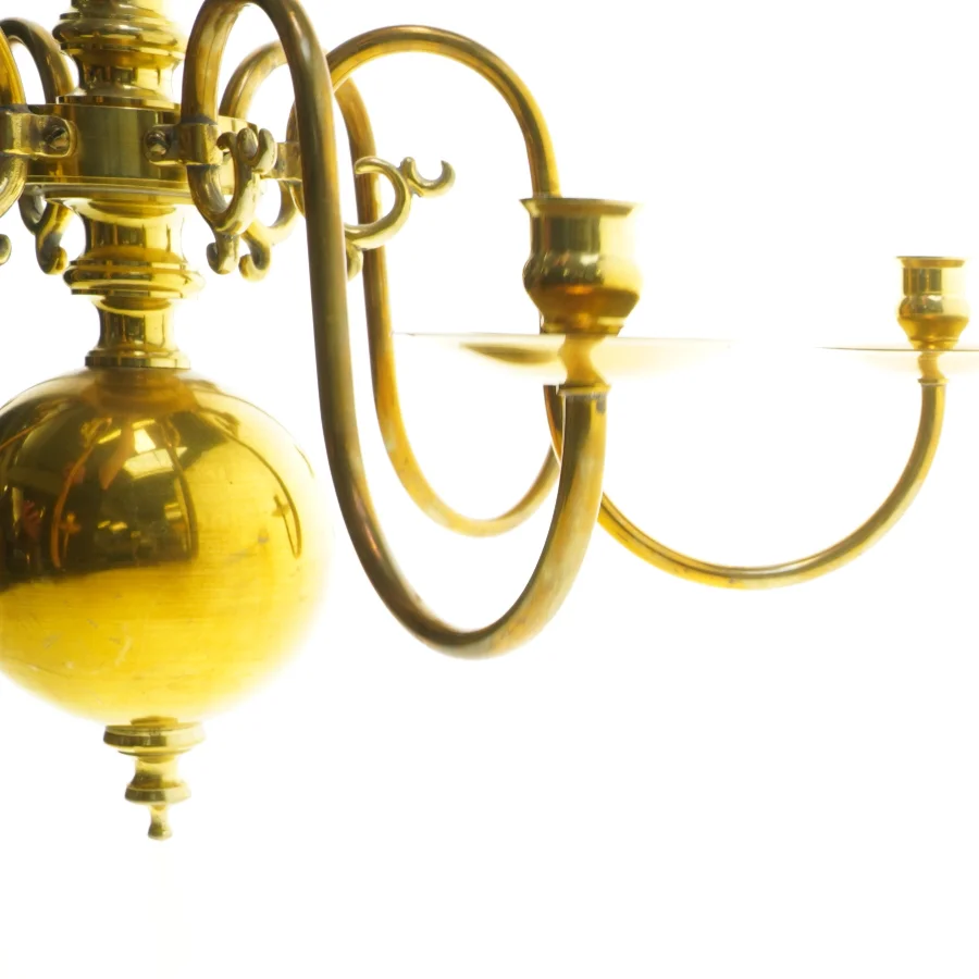 Gylden lysekrone med seks arme (str. 44 cm)