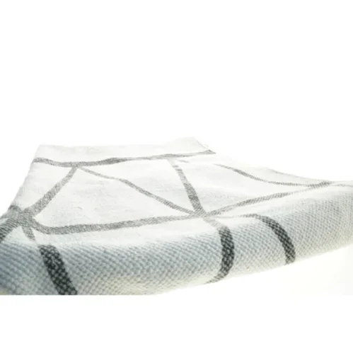 Rektangulært vævet tæppe med geometrisk mønster frynser (str. 256x91 cm)