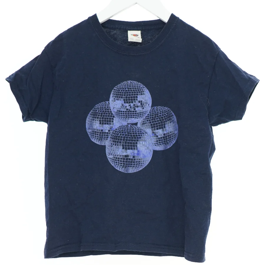 Marineblå t-shirt med diskokugle-design fra Fruit of the loom (str. 116)