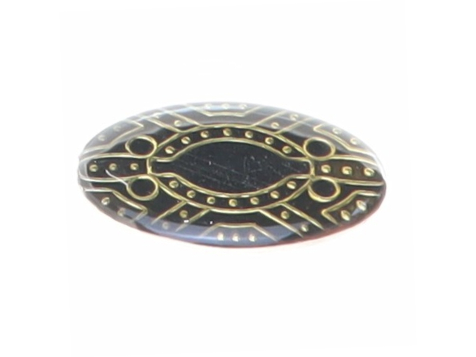Sølvfarvet broche med dekorative detaljer (str. 3 x 2 cm)