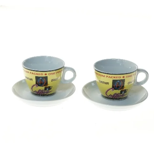 Kaffekopper og underkopper fra Maisons (str. 2 stk Ø 9 & 14 cm)