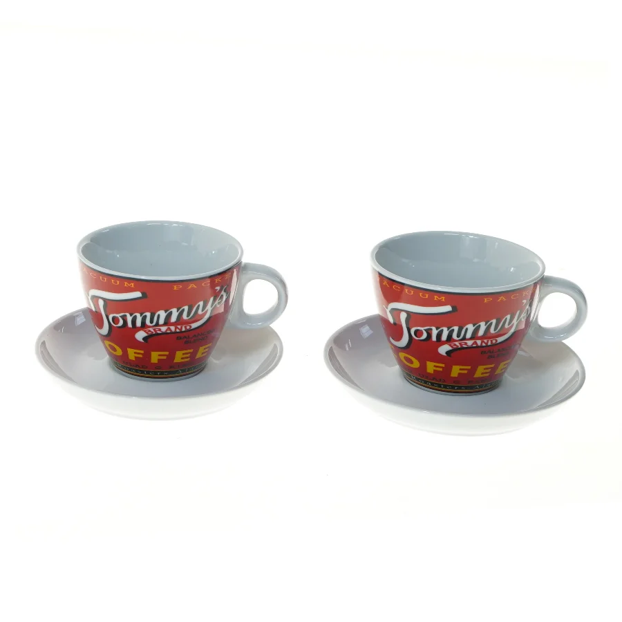 Kaffekopper med underkopper fra Maisons (str. 2 stk Ø 9 cm længde 14 cm)