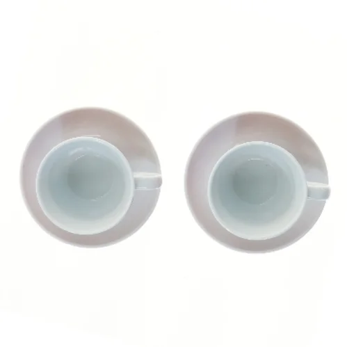 Kaffekopper med underkopper fra Maisons (str. 2 stk Ø 9 cm længde 14 cm)