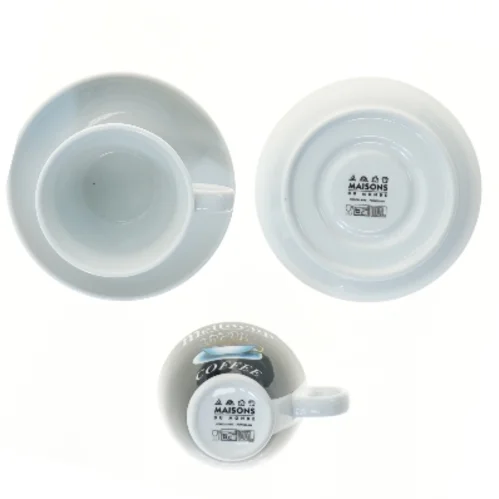 Kaffekopper med underkopper fra Maisons (str. 2 stk Ø 9 & 14 cm)