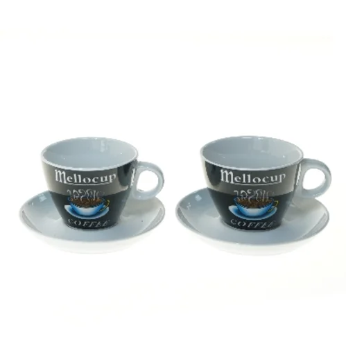 Kaffekopper med underkopper fra Maisons (str. 2 stk Ø 9 & 14 cm)