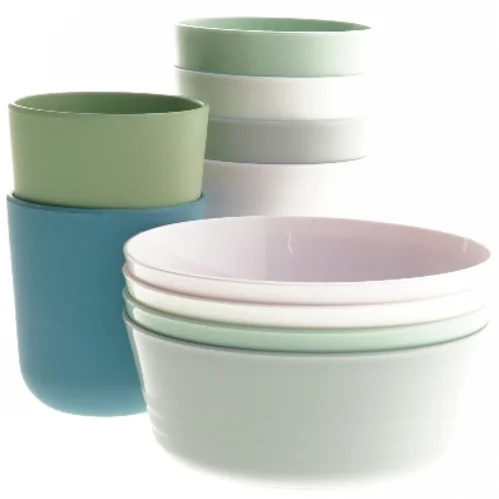 Plastik skål og kop sæt fra IKEA (str. skål ø 12 cm, kop 9 cm)