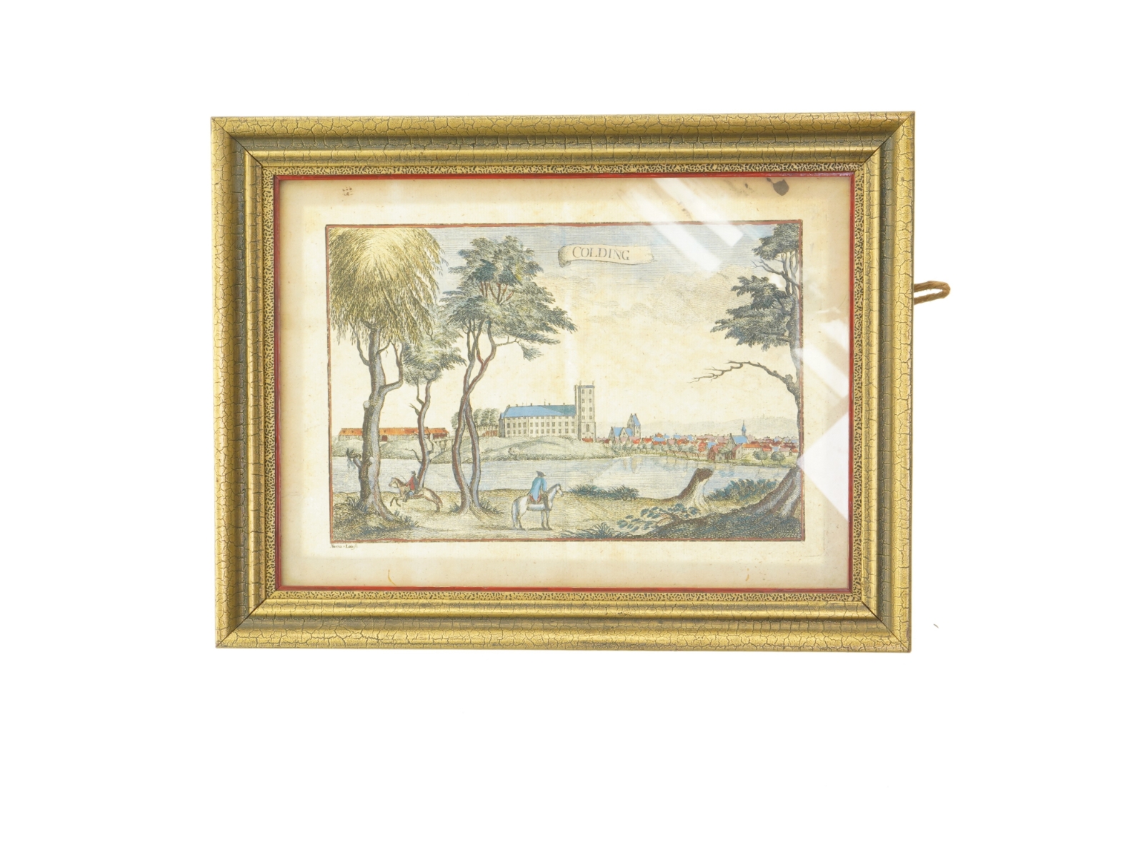 Indrammet gammelt tryk af Kolding (str. 35x27 cm)