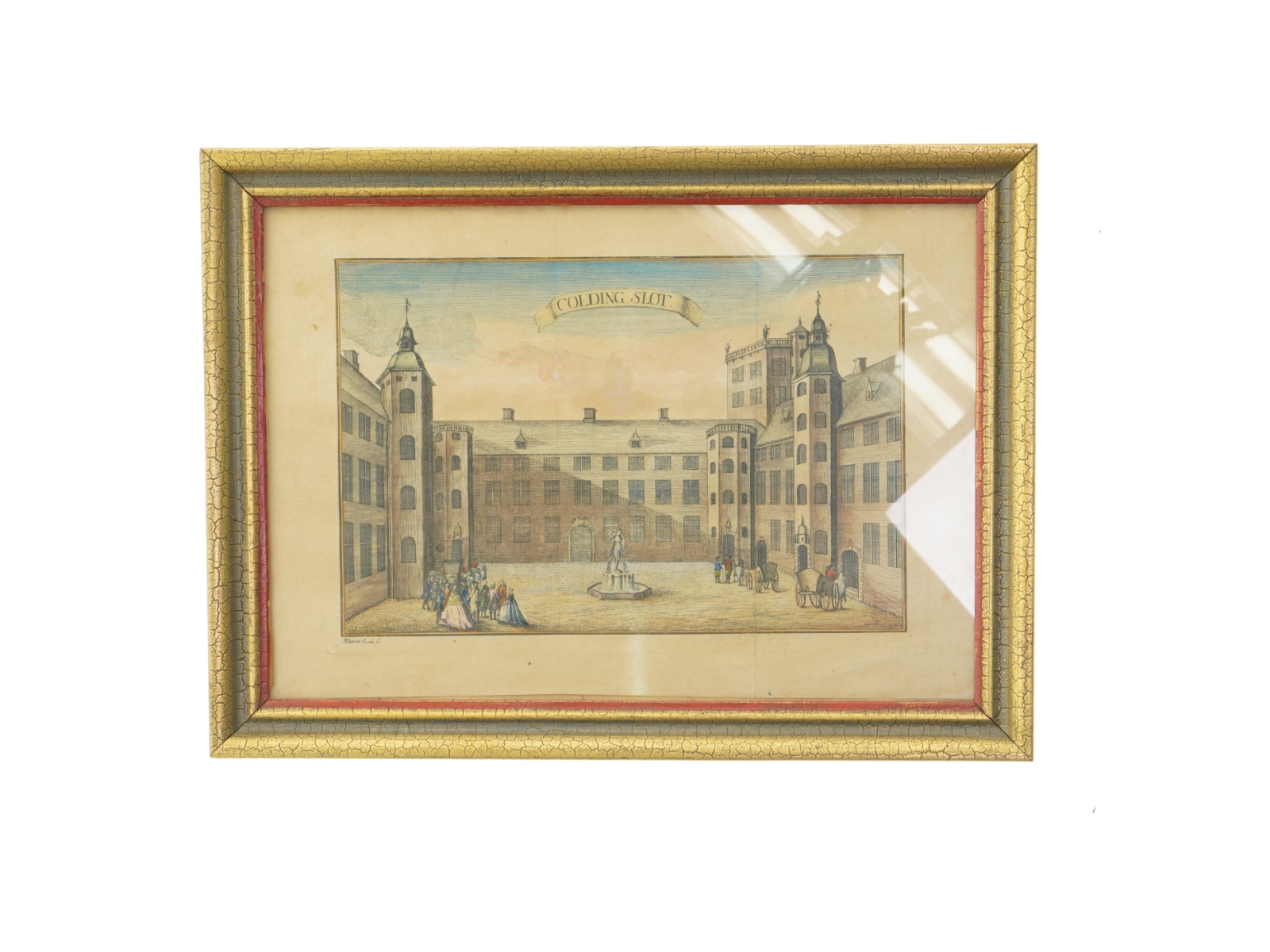 Indrammet historisk tryk af Kolding Slot (str. 35x26 cm)