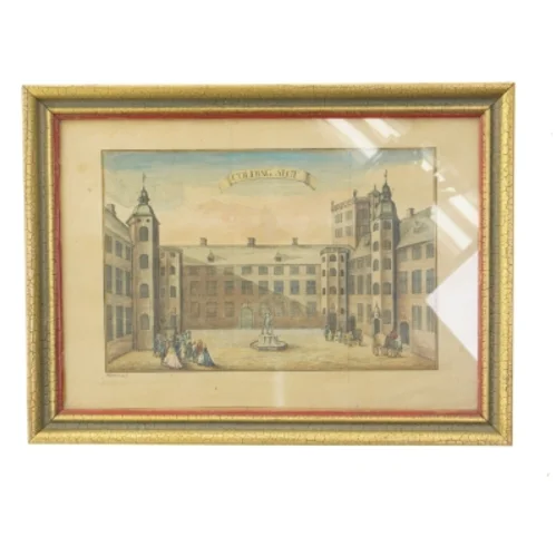Indrammet historisk tryk af Kolding Slot (str. 35x26 cm)
