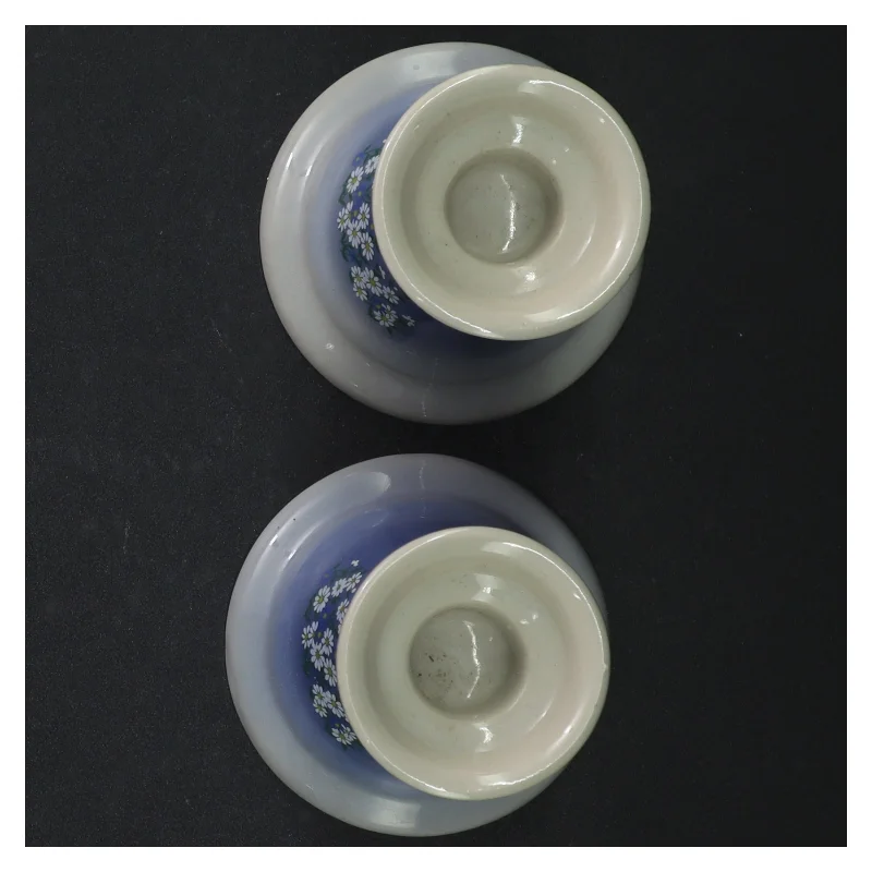 Lysestager med blomstermønster (str. H 9 cm)