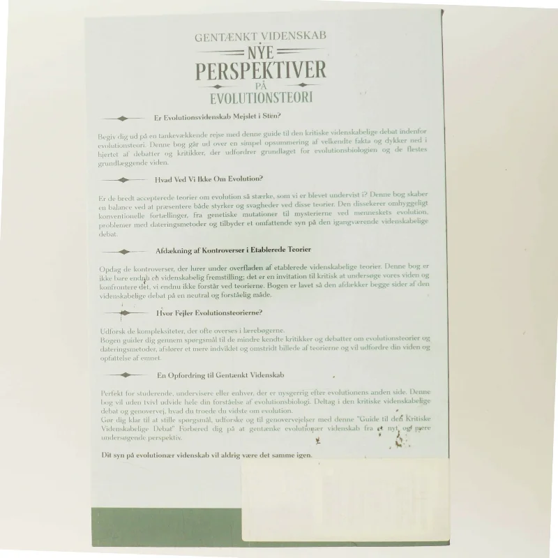 Nye Perspektiver på Evolutionsteori af René Lauritsen (Bog)