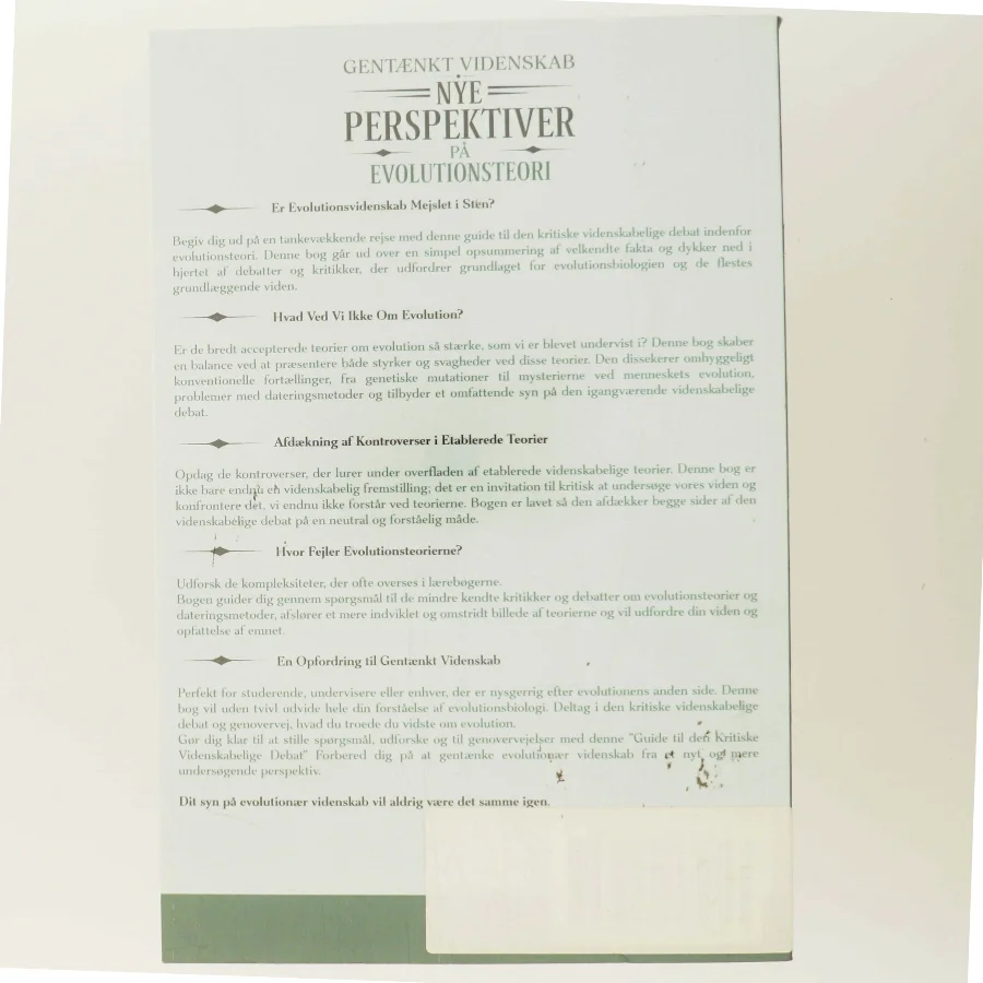 Nye Perspektiver på Evolutionsteori af René Lauritsen (Bog)