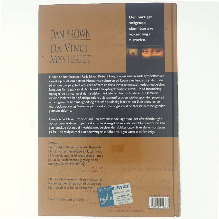 Da Vinci Mysteriet af Dan Brown (Bog)