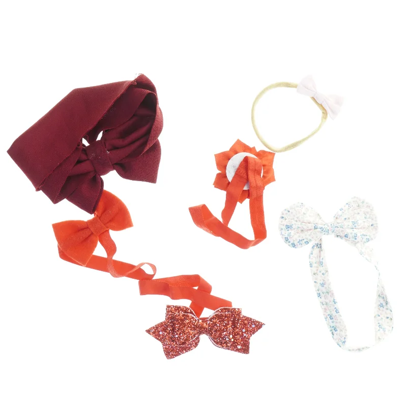 Hårbånd og hårpynt sæt (str. Diameter 17 cm til 8 cm)