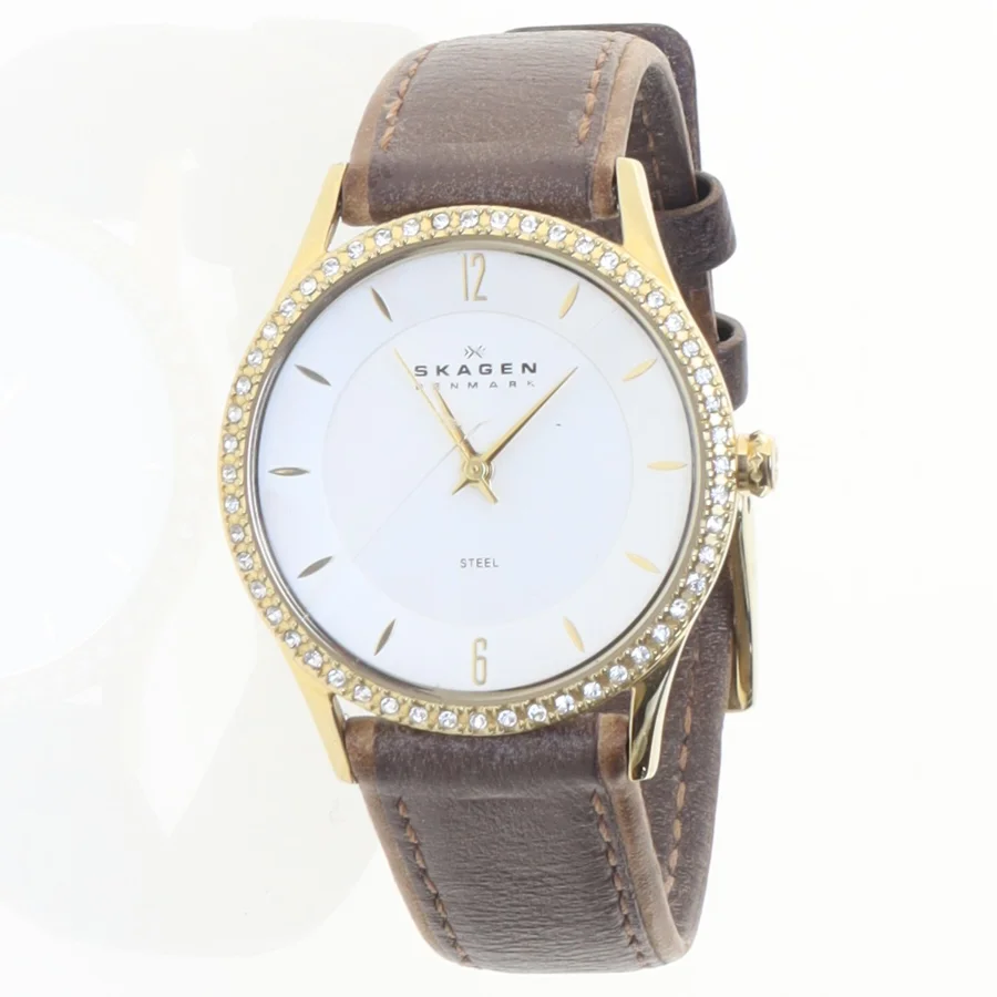 Skagen armbåndsur med brun rem fra Skagen (str. Ø 9 mm)