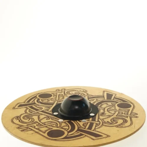 Træskjold med dekoration (str. Ø 36 cm)