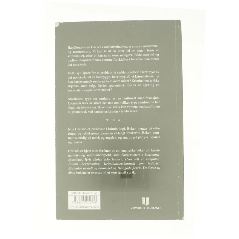 En passende mengde kriminalitet af Nils Christie (Bog)