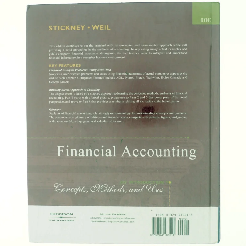 Financial accounting : an introduction to concepts, methods, and uses, Clyde P. Stickney and Roman L. Weil (Bog) fra Thomson