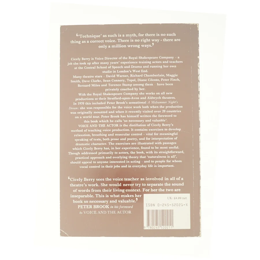 Voice and the Actor by Cicely Berry (Bog)