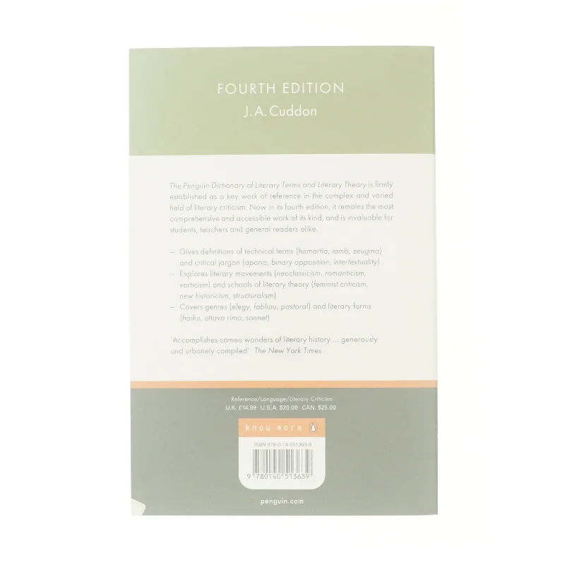 The Penguin dictionary of literary terms and literary theory af J. A. Cuddon (Bog)