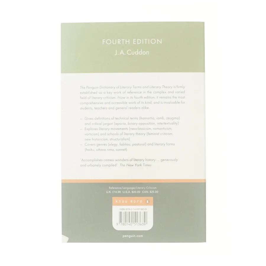 The Penguin dictionary of literary terms and literary theory af J. A. Cuddon (Bog)