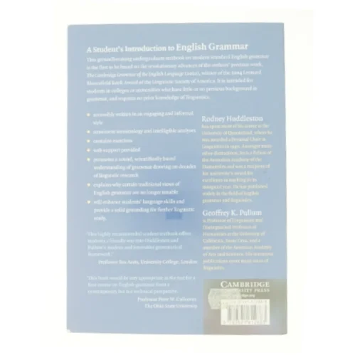 A Student's Introduction to English Grammar af Huddleston, Rodney; Pullum, Geoffrey K. (Bog)
