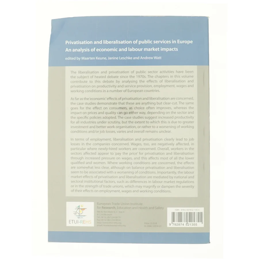 Privatisation and liberalisation of public services in Europe (Bog)