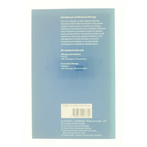 Handbook of Clinical Allergy af N. Thomson; R. Lever; Eve M. Kirkwood (Bog)